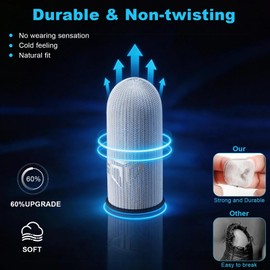 Sleeves - Manicotti per dita da gioco, ultra sottili, 0,3 mm, resistenti al sudore, in fibra d'argento a 24 pin, senza cuciture e traspiranti, touchscreen, per il gioco mobile, 1 paio con scatola in