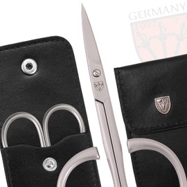 3 Swords Germany - Stainless Steel INOX Curved Cuticle Scissors - Strong Scissors for Strong People with case by 3 Swords Germany