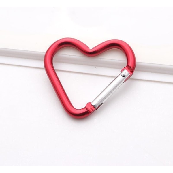 Red Heart Carabiner Keychain Clips - Aluminium Alloy Snap Hooks