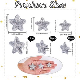 SOFPLATE 60Pcs Glitter Foam Star Vase Filler Star Foam Shapes Table Decor Silver Filler Glitter Ornaments Party Centerpieces for Wedding Christmas Home Table Scatter Arts Crafts Holiday Decoration