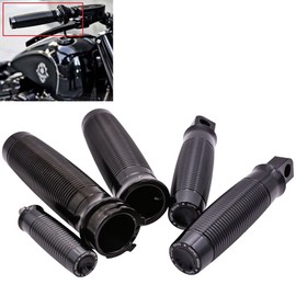 KaTur Motorcycle 1" Edge Cut Throttle Handlebar Hand Grips + Footpegs Foot Pegsfor 1996-2015 Harley Dyna Sportster Softail V-Rod VRSC