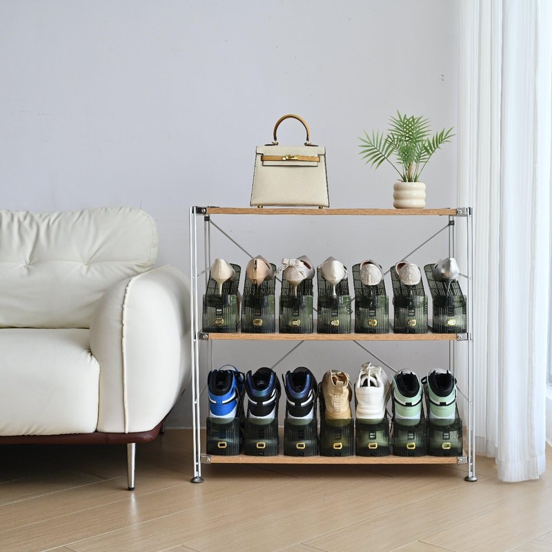 Uni HIMO Shoe Slots Organizer, Clear Shoe Stacker, Adjustable Level