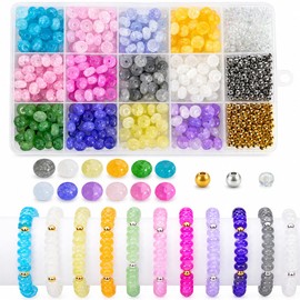 Rondelle Glass Beads for Jewelry Making with Organizer Box