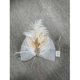 JAKAWIN Light Up Hair Bow Clip LED Feather Headpiece for Women
