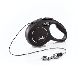 Flexi Correa retráctil clásica para Perro (Cuerda), para Perros de hasta 18 Libras, 10 pies, Extra pequeña, Negra