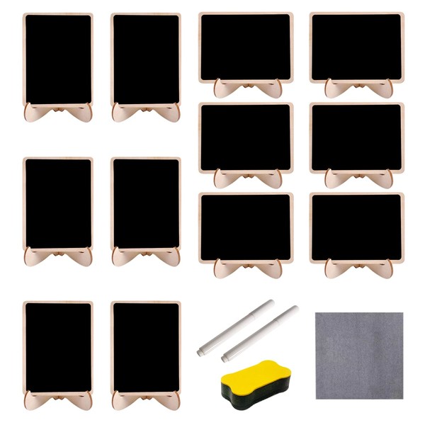12 Pieces Mini Blackboards with 2 Whiteboard Pens, 1 Blackboard