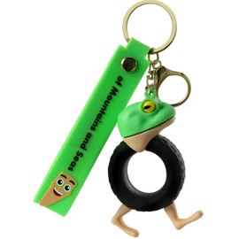 Italian Brainrot Animals Keychains, Tung Tung Sahur Action Figure Keychain with Wrist Strap, Tralalero Tralala Collection Character Key Chains Funny Gifts for Fans (Tire Frog)