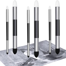 Kosiz Blending Sponge Pen Double Headed Rub and Buff Washable Rubbing Sponge Brush Sketch Wipe Reusable Blending Stump Drawing Art Blenders for Artist Highlight Shadow Tool(White,Black,6 Pcs)