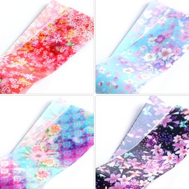 Flowers Nail Art Foil Transfer Stickers Colorful Nail Art Stickers Foil Transfers Decals Holographic Rose Floral Starry Sky Foil Design for Nails Supplies Women Manicure Tips Set Decorations 10Sheets