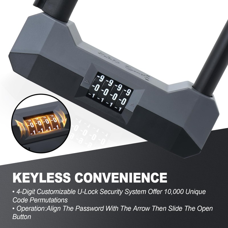 LOHASWORK Bike Locks Heavy Duty Anti Theft,Combo Bike U Lock