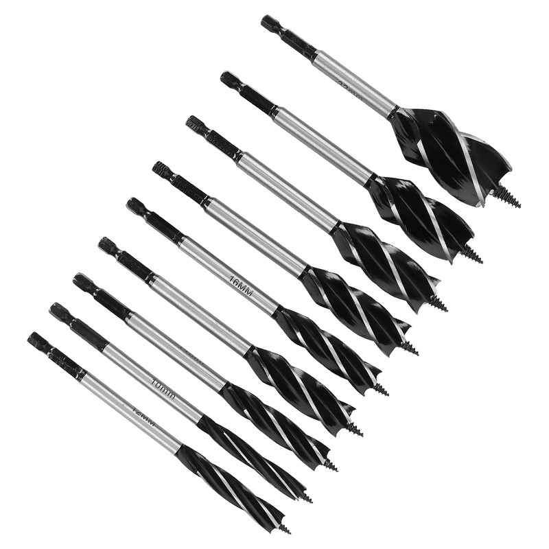 9pcs Wood Drill Bit High Carbon Steel 4-Fulte 4-Slot Hex