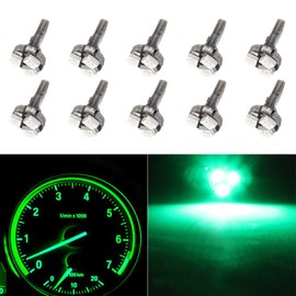 cciyu 10 Pack Green T5 37 73 74 Wedge 3-SMD Speedometer Gauge Cluster LED Light Bulbs