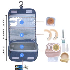 Ostomy Colostomy Travel Bag,Hanging Organizer Bag Accessory Storage Bags Pouch for Ostomy Supplies (Grey) (Navy Blue)