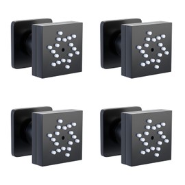 HONGTONGSOWER Shower Body Sprayer Jets 4PCS Square Two Function Shower Body Jet Brass Shower Head Spa Massage Body Shower Side Wall Spray Jets 1/2" Matte Black