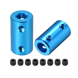 sourcing map 2 Pieces 6 mm to 8 mm Bore Rigid Coupling Screw L25XD14 Aluminium Alloy Shaft Coupling Connector Motor Accessories Blue