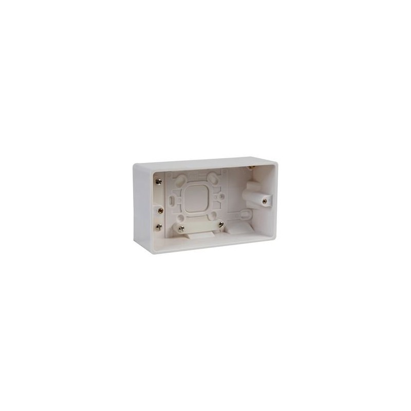 (BG) Surface Box 2 Gang 50MM, White Plastic, Surface Mount,