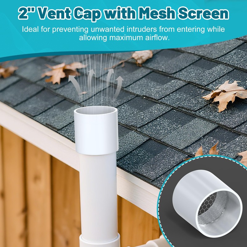 PVC Vent Cap, Termination Cap with Stainless Steel Screen for