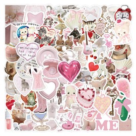 Cute Coquette Stickers Pack 120pcs Pink Aesthetic Stickers for Kids Girls, Vinyl Waterproof Decals for Water Bottle Laptop Journal Scrapbook Guitar Kindle Party Supplies