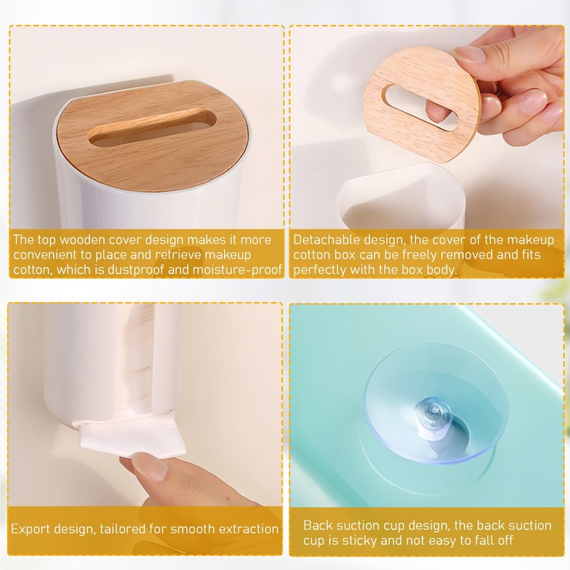 Futuhada Cotton Pads Storage, Wall Mounted Cotton Pad Dispenser with