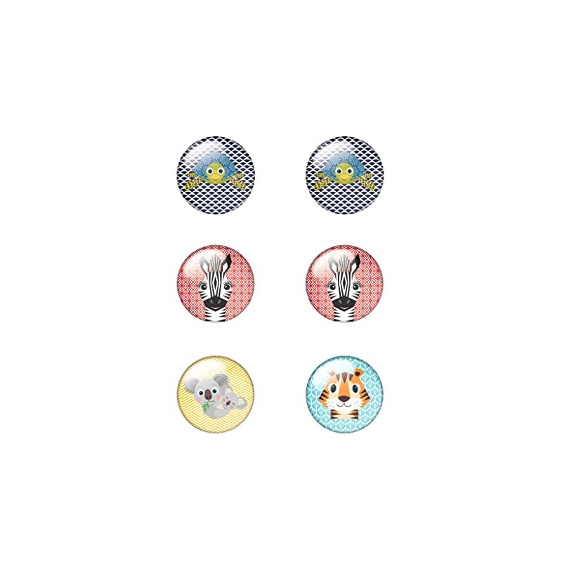 herlitz Cute Animals Round Flat Magnets - Pack of 6