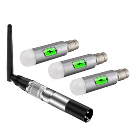 DMX Wireless 4Pcs, 3 Pcs Rechargeable Receivers and 1 Pcs 2.4G DMX 512 Transmitter, Long Version Wireless DMX Transmitter Receiver for LED Stage Disco Party Bar Lighting, Sliver