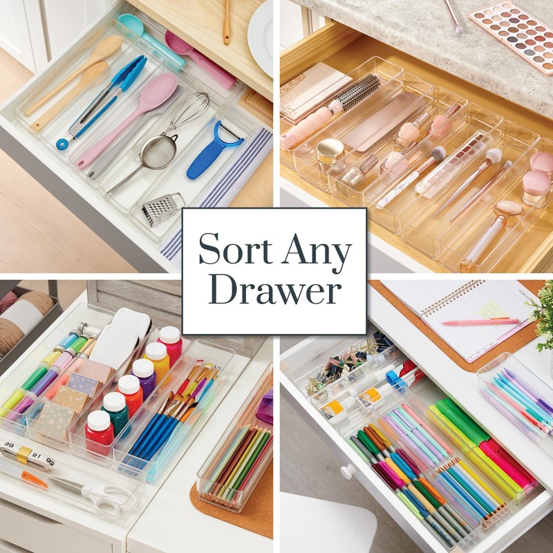STORi SimpleSort 6-Piece Stackable Clear Drawer Organizer Set | 12"