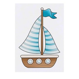 'Stripe Sailboat' Temporary Tattoo - Water Resistant, Skin-Safe, Non-Toxic Transfer (TO00082513)