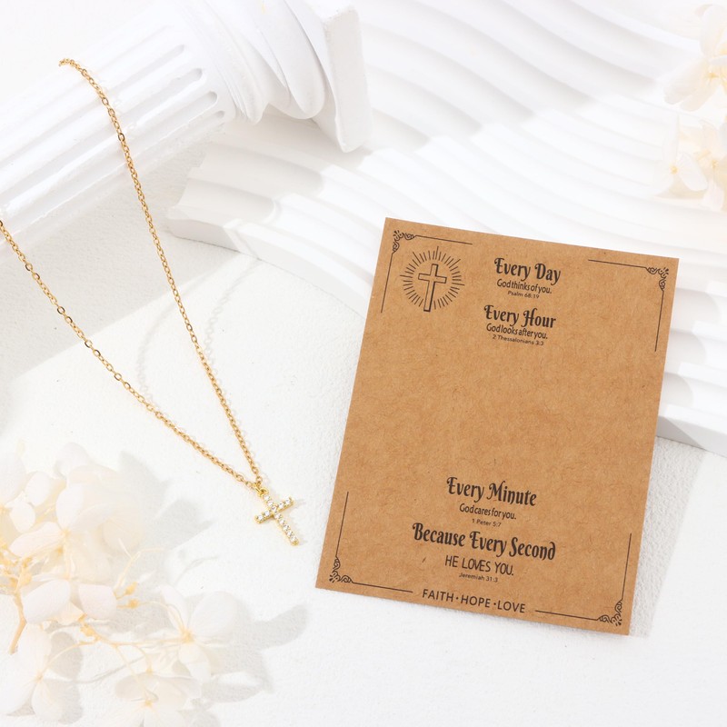 Svovin Cross Necklace for Women 18K Gold Plated Cross Pendant