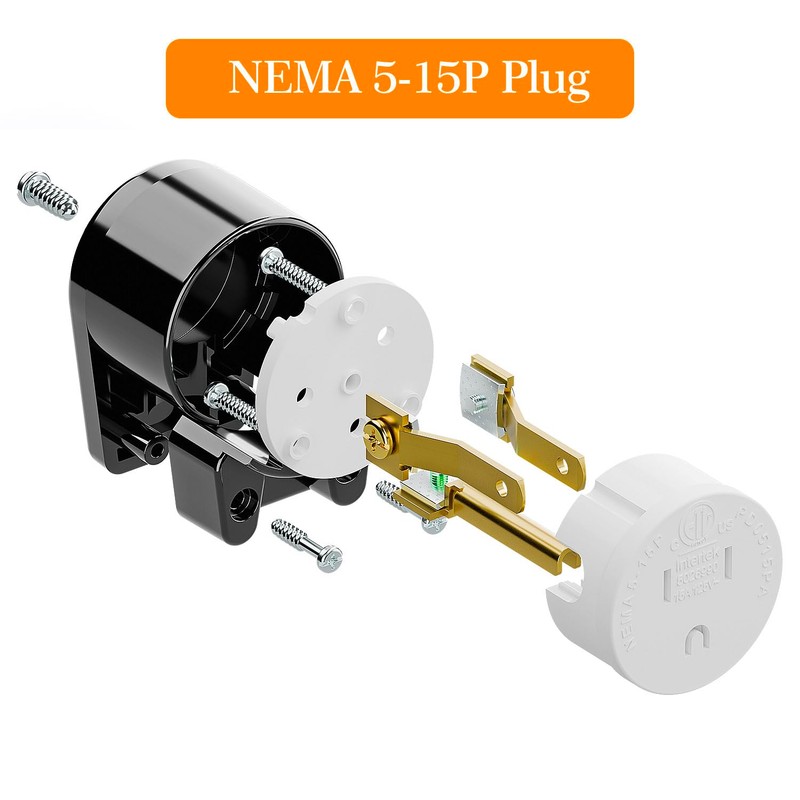 3PACK 90 Degree USA Canada Male Nema 5-15P 3 Pole