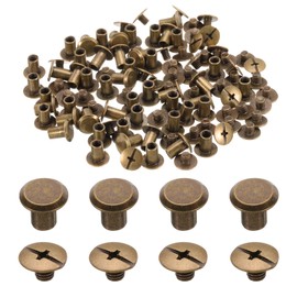 sourcing map 50set M5 x 6mm Chicago Screw Metal Phillips Head Binding Screws Post Nail Rivet Stud Screw Rivets for DIY Leather Belt Bag Craft Bookbinding, Bronze