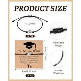 YELUWA 30 Pieces Graduation Gift for Him/Her, 2025 College Master Doctor Graduation Bracelet The Adventure Begins Compass Bracelet for Classmates Boyfriend Son Daughter Girls, Stainless Steel, Bead