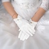 TIESOME Short Glove, Satin Gloves, White Bridal Gloves, Women's Elegant