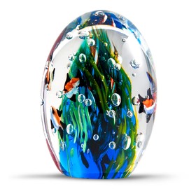 EUSTUMA Hand Blown Underwater World of Glass, Office Paperweight, Aquarium Decor, Ocean Lovers