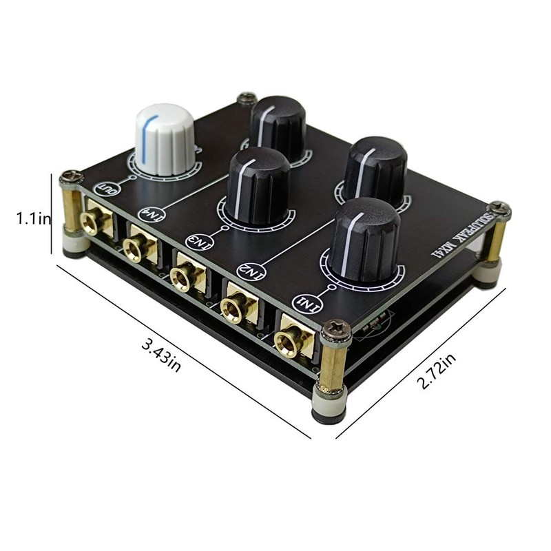 SOLUPEAK mini 4-way audio mixer Stereo 4-in-1-out AUX, Passive 3.5mm