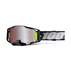 100% ARMEGA Goggles - Eyewear for Dirt Bikes, Motocross, Motorcycle, & Bike Sports - Durable Mountain Biking Goggles - Lightspeed, HiPER Mirror Silver Flash Lens