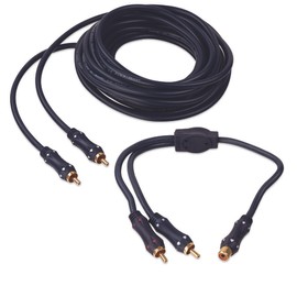 OSD 20' Subwoofer Cable, Male to Male, 24K Gold-Plated w/ 6" RCA Y Adapter Blue