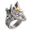 PAURO Men's Ankh Cross Anubis Wolf Head Ring Stainless Steel,