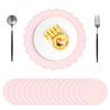 50pcs Pink Disposable Paper Placemats – Scalloped Round Table Place