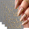 4 Sheets Gold French Line Nail Stickers 3D Self-Adhesive Gold