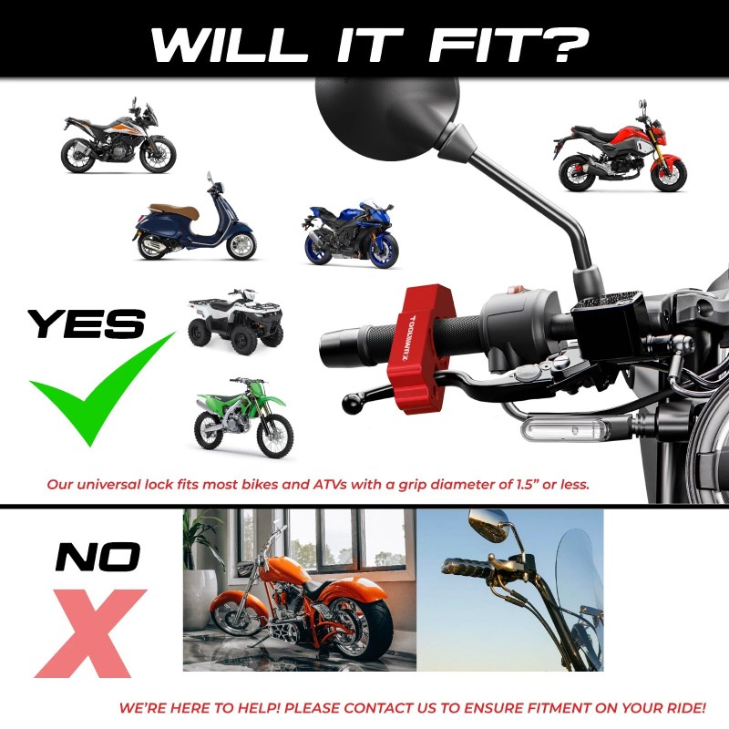 ToolWRX Motorcycle Lock Heavy Duty Anti Theft for Scooter &