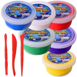 TE-Trend Set of 6 Modelling Clay Silk Clay Soft Clay Craft Modelling Children 6 x 35 g Multicoloured