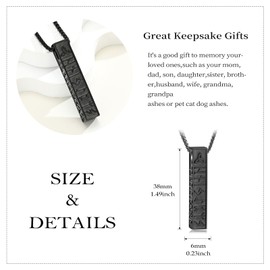 QGJNSGC Norse Viking Urn Necklace for Ashes Rune Bar Cremation Jewelry for Men Women Celtic Knot Urn Pendant Keepsake Memorial Vintage Amulet Jewellery Ashes Locket Gift (Black)