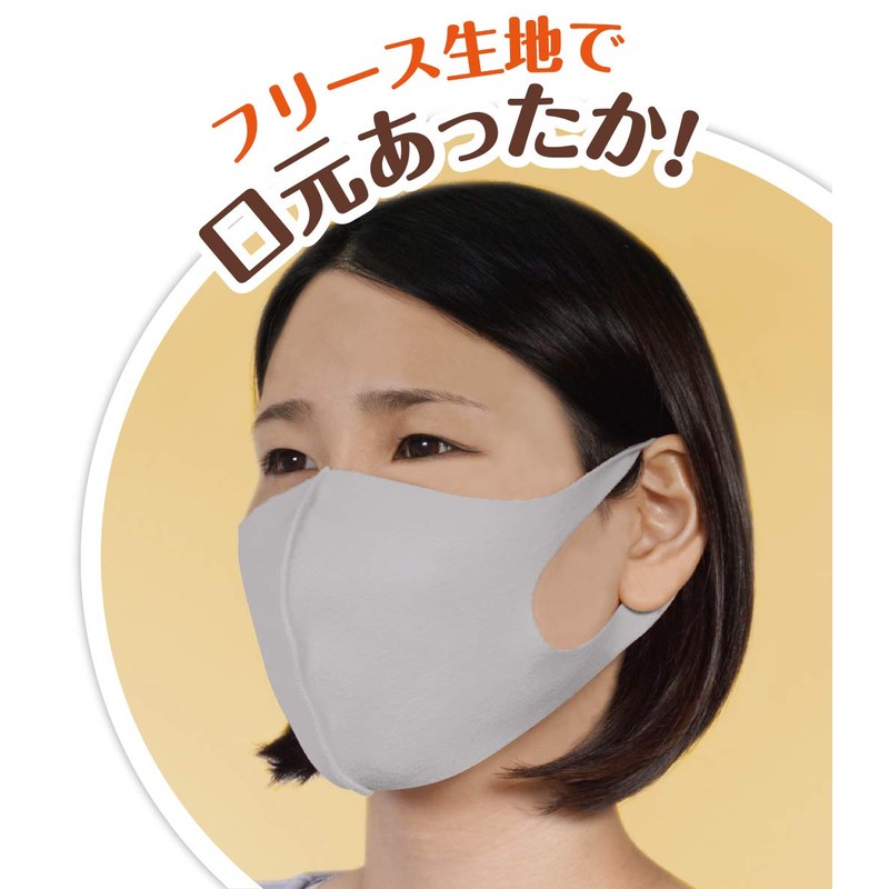 Moisture Absorption Heat Generating Pokapoka Fleece Mask, Pack of 3