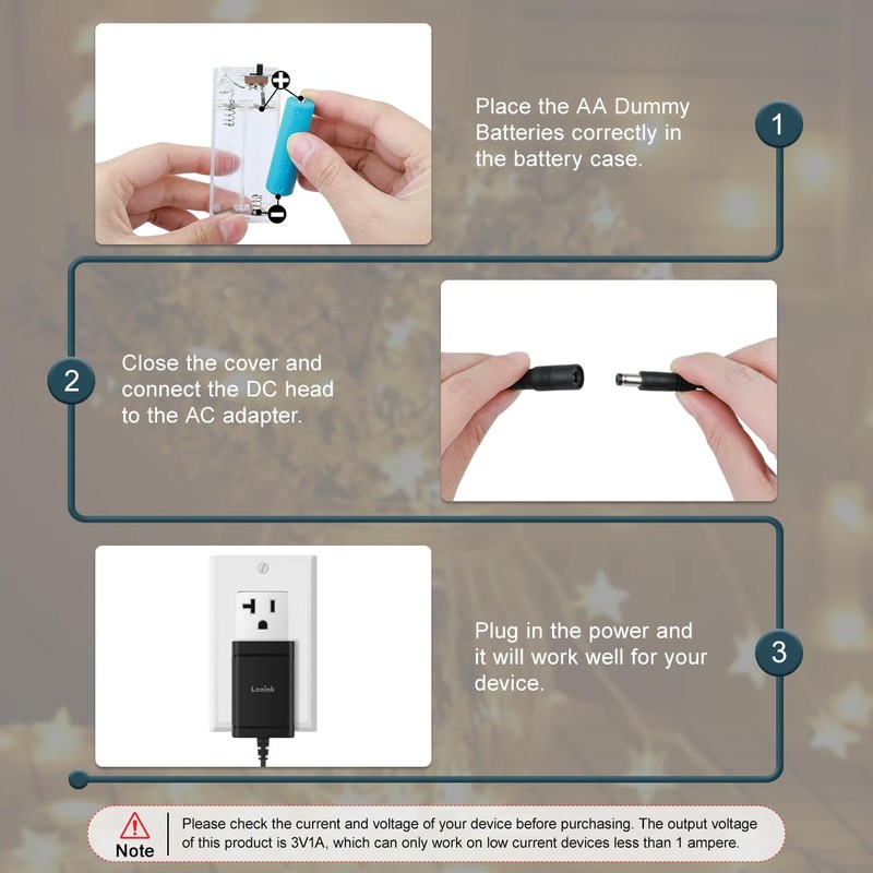 Lenink AC Power Supply Adapter for AA Battery, Replace 2