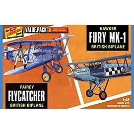 Hasegawa LN441 1:48 Scale Lindberg Fairy Flycatcher Hawker Fury Model Kit (Pack of 2)