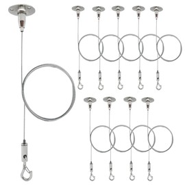 HAMRVL 10 Pcs Adjustable Picture Hanging Wire - Heavy Duty Picture Hangers Wall Hanging Kit,3.28ft Ceiling Sign Hanger with Hook Suspension Cable Wire for Mirror, Picture, Curtain, Lights, Load 10KG