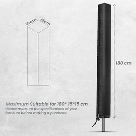 Flatro Premium Rotary Washing Line Cover 420d Washing Line Cover Waterproof with Zip - Heavy Duty Anti-UV Universal Fit Rotary Line Cover with Bag - 16 X 16 X 180cm (Black)