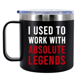 I Used To Work With Absolute Legend Going Away Gift For Coworker Retirement Gifts For Grandpa Grandma Dad Mom From Son Daughter Insulated Coffee Cup 14oz With Handle And Lid Travel Mugs - Black