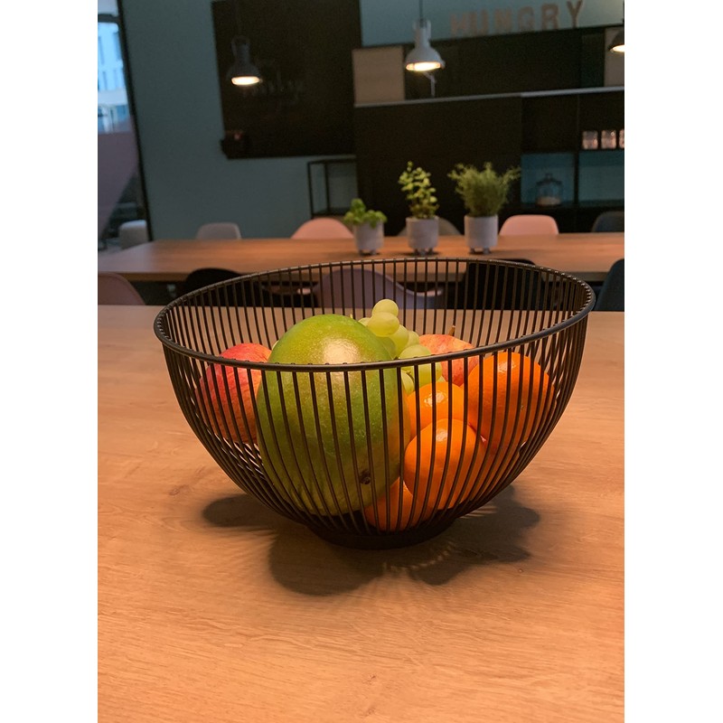 CALUTEA Modern Fruit Bowl // Metal // Round Black //