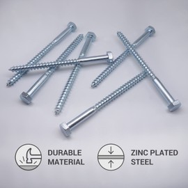 Marcopol (Pack of 6 pcs) DIN 571 Zinc Plated Steel Hexagon Wood Screws M10 x 150 mm, Hex Screw, Lag Bolts, Hex Head, Coach Screws (6, M10 x 150 mm), Silver